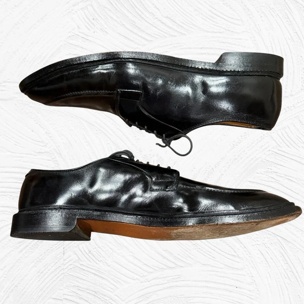 Allen Edmonds Men's Leather Seneca 12 B Black Split-Toe Derby Shoe Lace Up